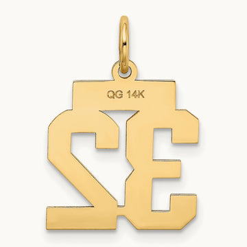 Small Polished Number 32 Charm, 14K