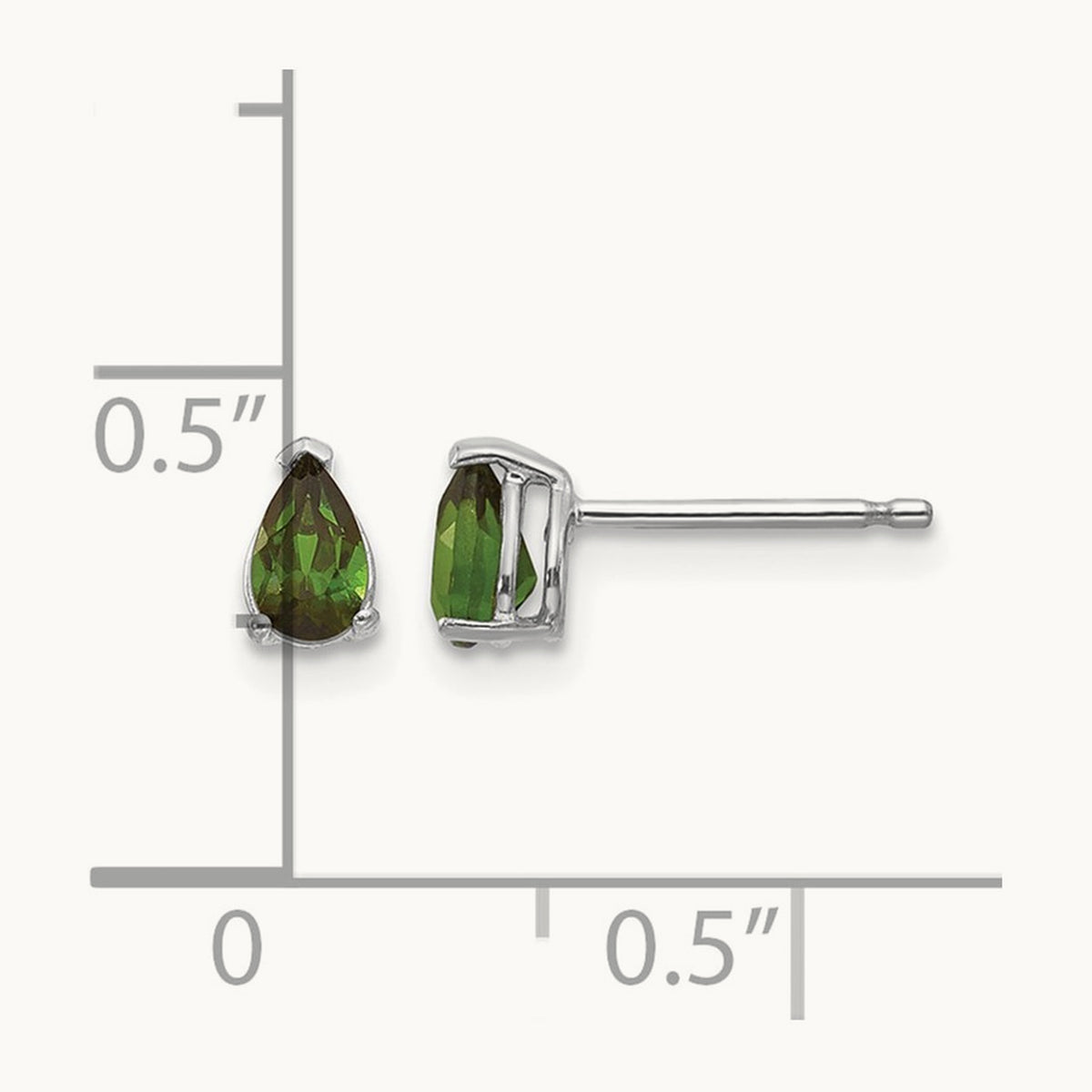 Green Tourmaline Earrings, 14K White Gold