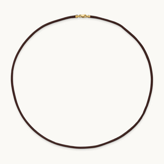 18in Brown Leather Cord Necklace, 2mm, 14K
