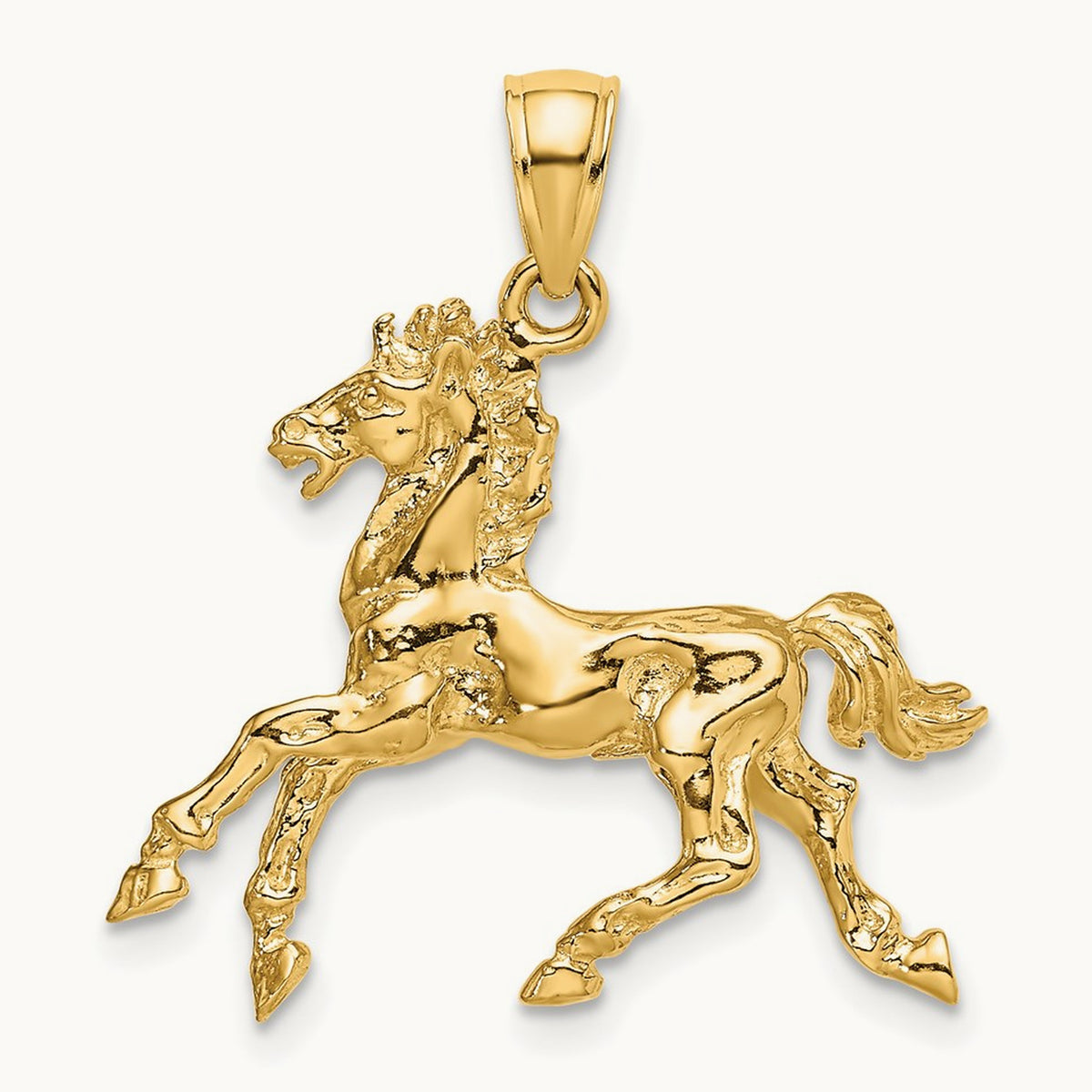 3-D Horse Trotting Charm, 14K