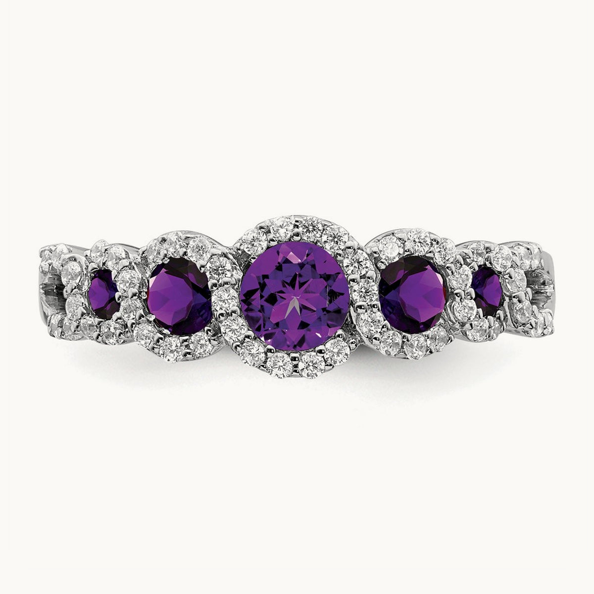 Amethyst and Diamond Ring, 14K White Gold