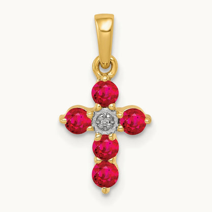 .30 Ruby and Diamond Cross Pendant, 14K
