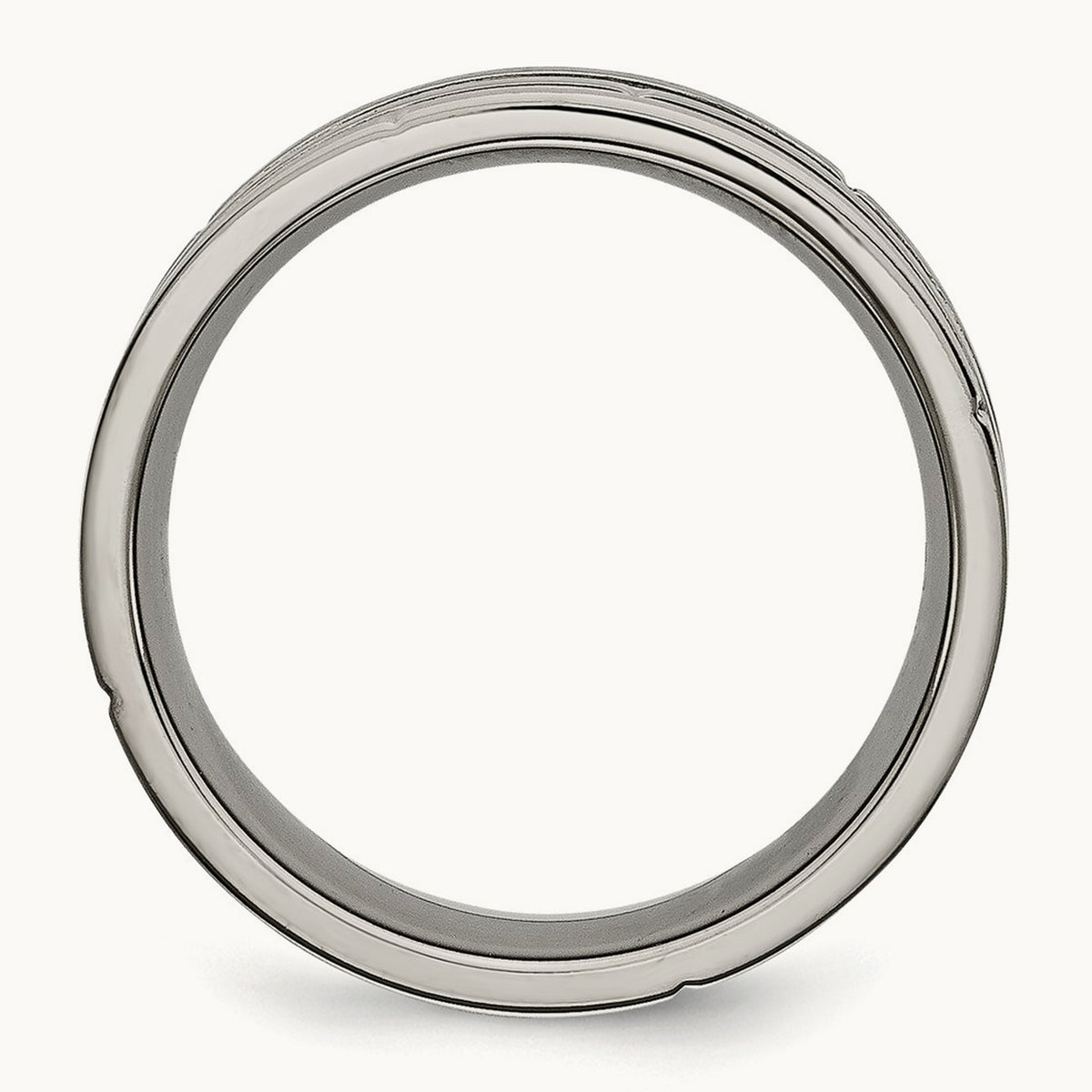 Polished/Satin Grooved & Notched Band, 8mm, Titanium