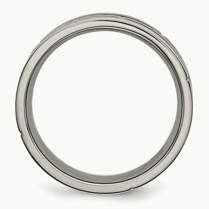 Polished/Satin Grooved & Notched Band, 8mm, Titanium