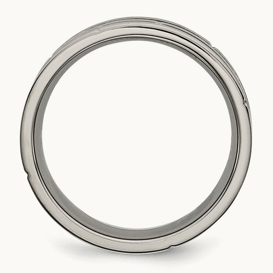 Polished/Satin Grooved & Notched Band, 8mm, Titanium