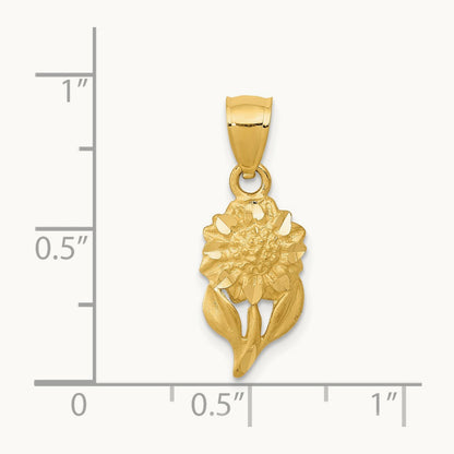 Satin Diamond-cut Sunflower Pendant, 14K