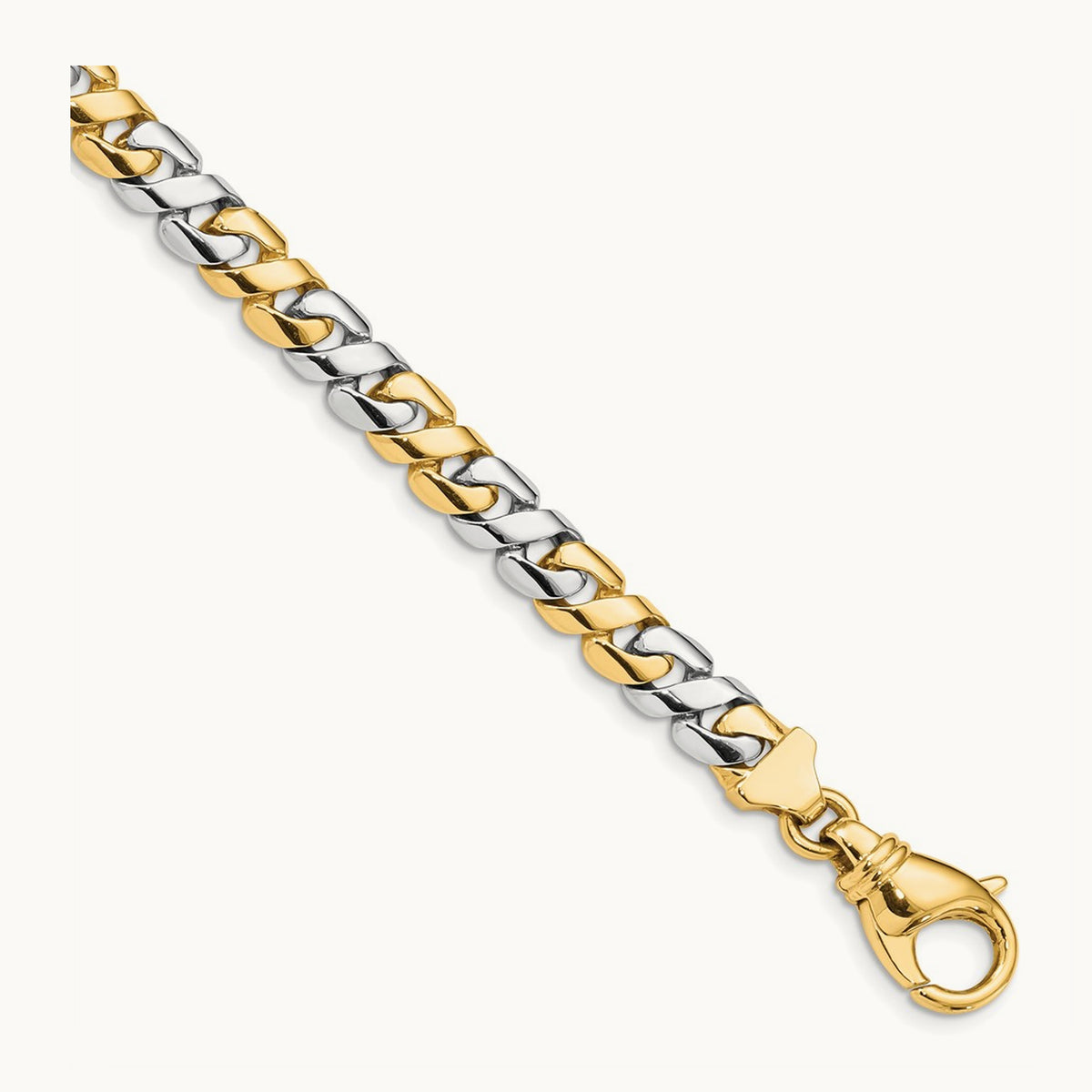 Hand-polished Fancy Link Bracelet, 7.1mm, 14K Two-tone
