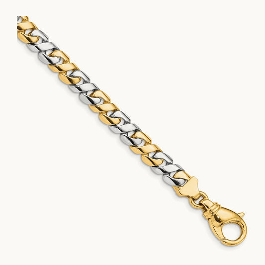 Hand-polished Fancy Link Bracelet, 7.1mm, 14K Two-tone