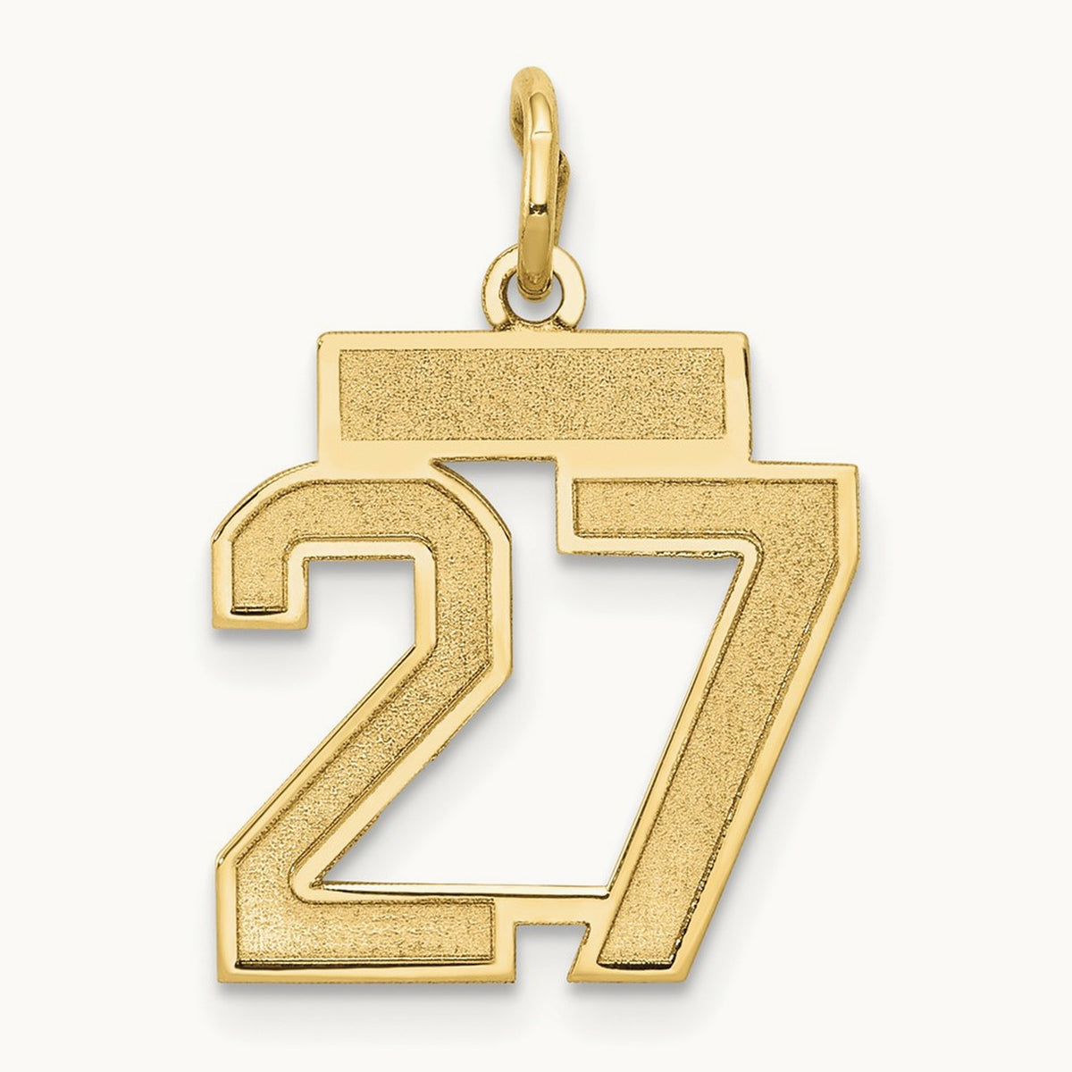 Small Satin Number 27 Charm — 14K Yellow Gold