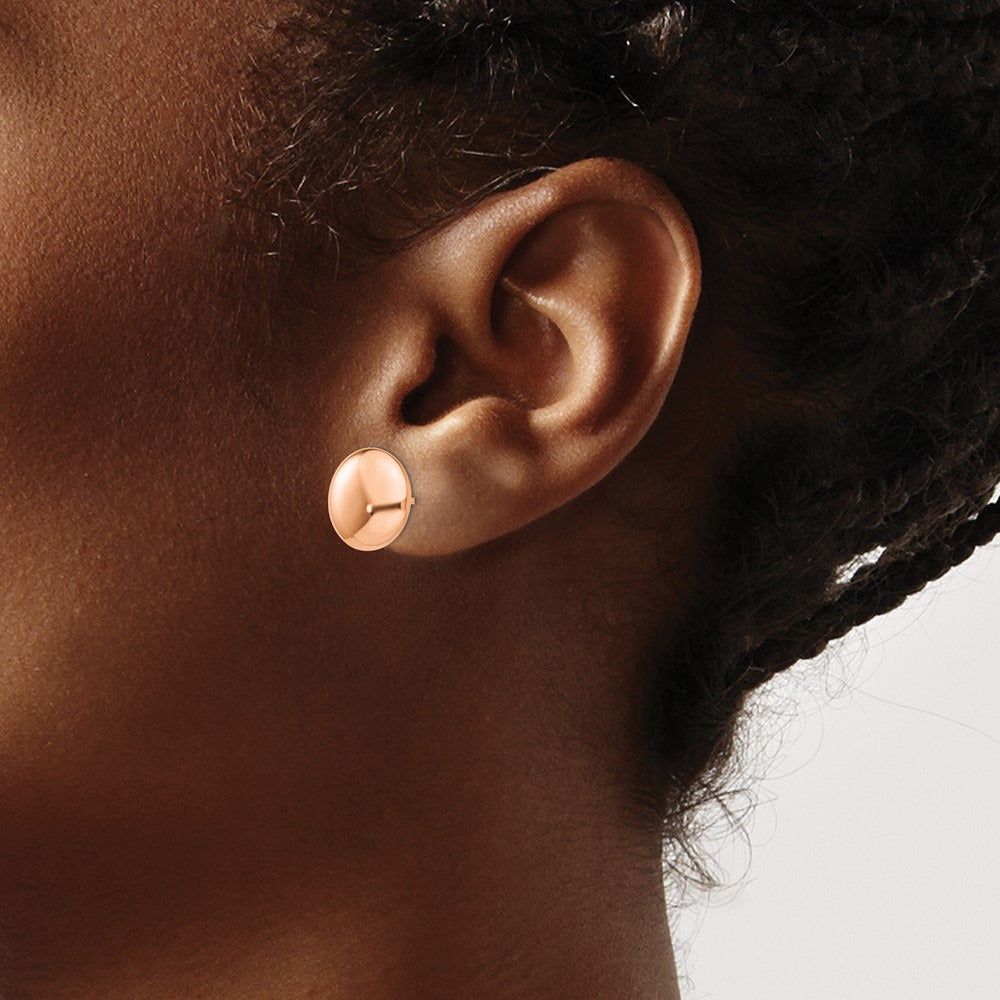 Polished Button Post Earrings — 14K Rose Gold, 12mm
