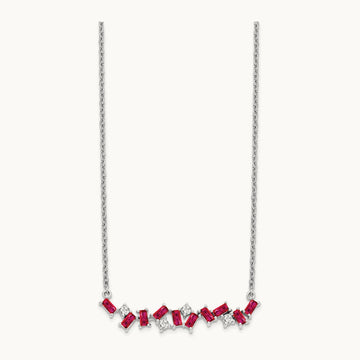 Ruby and Diamond 18 in. Bar Necklace, 14K White Gold