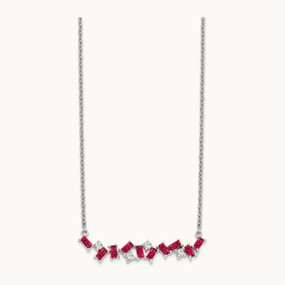 Ruby and Diamond 18 in. Bar Necklace, 14K White Gold