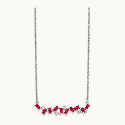Ruby and Diamond 18 in. Bar Necklace, 14K White Gold