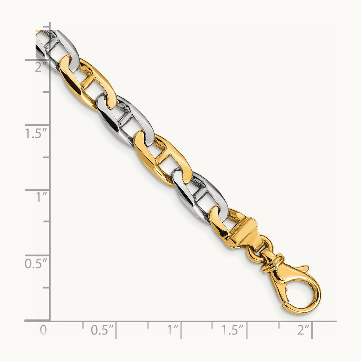 Hand-polished Fancy Anchor Link Bracelet — 14K Two-Tone Gold, 6.6mm