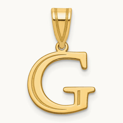 Polished Etched Letter G Initial Pendant, 14K