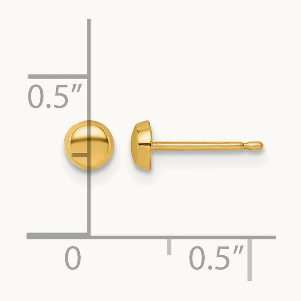 Polished Button Post Earrings — 14K Yellow Gold, 4mm
