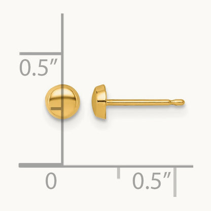 Polished Button Post Earrings — 14K Yellow Gold, 4mm