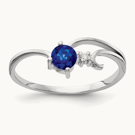 Sapphire AA Diamond ring, 4mm, 14K White Gold