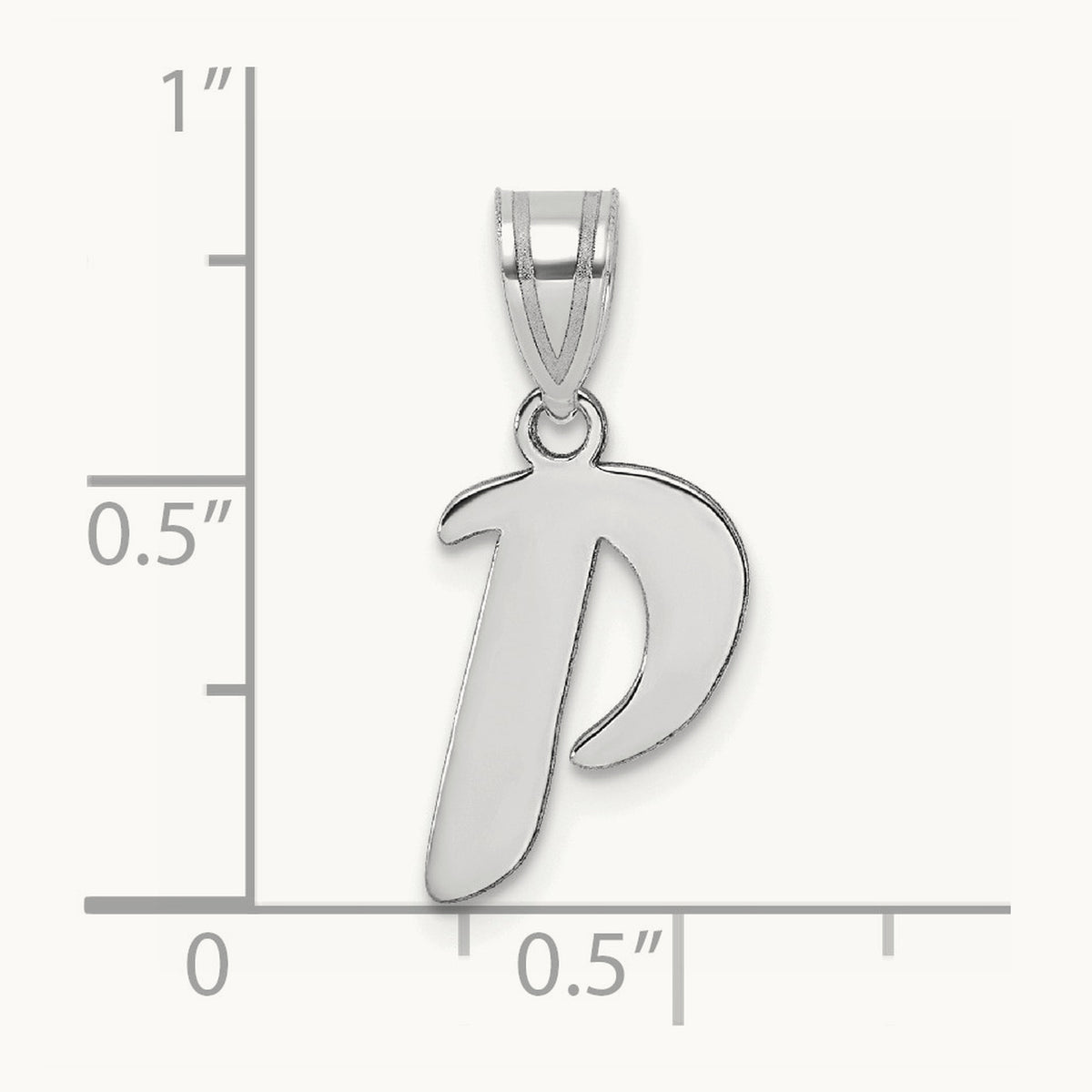 Polished Script Initial Pendant — 14K White Gold, P
