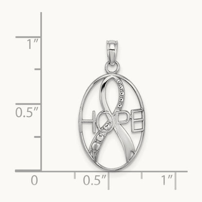 Textured HOPE with Ribbon Charm — 14K White Gold