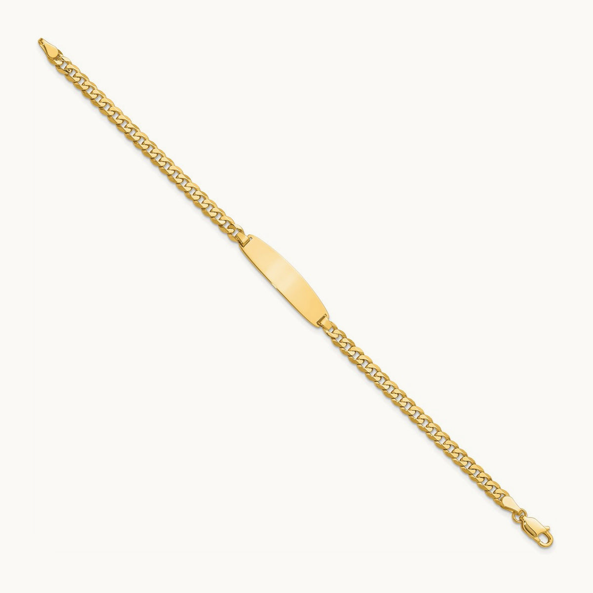 Flat Curb Link Rounded ID Bracelet, 14K