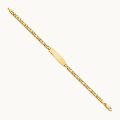 Flat Curb Link Rounded ID Bracelet, 14K