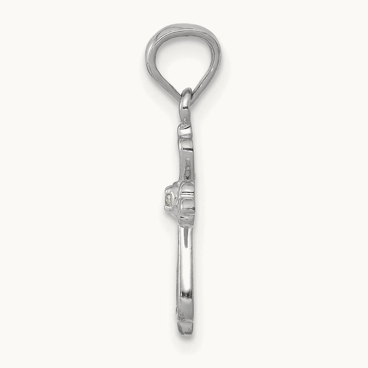 Diamond Accented Cross Pendant — 14K White Gold, 21.5mm