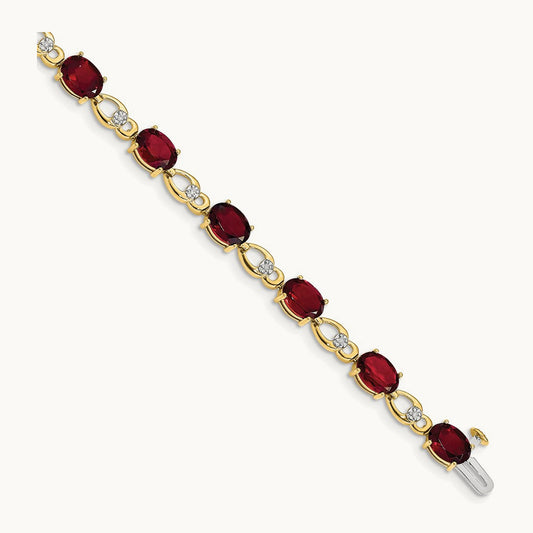Garnet and Diamond Bracelet, 14K