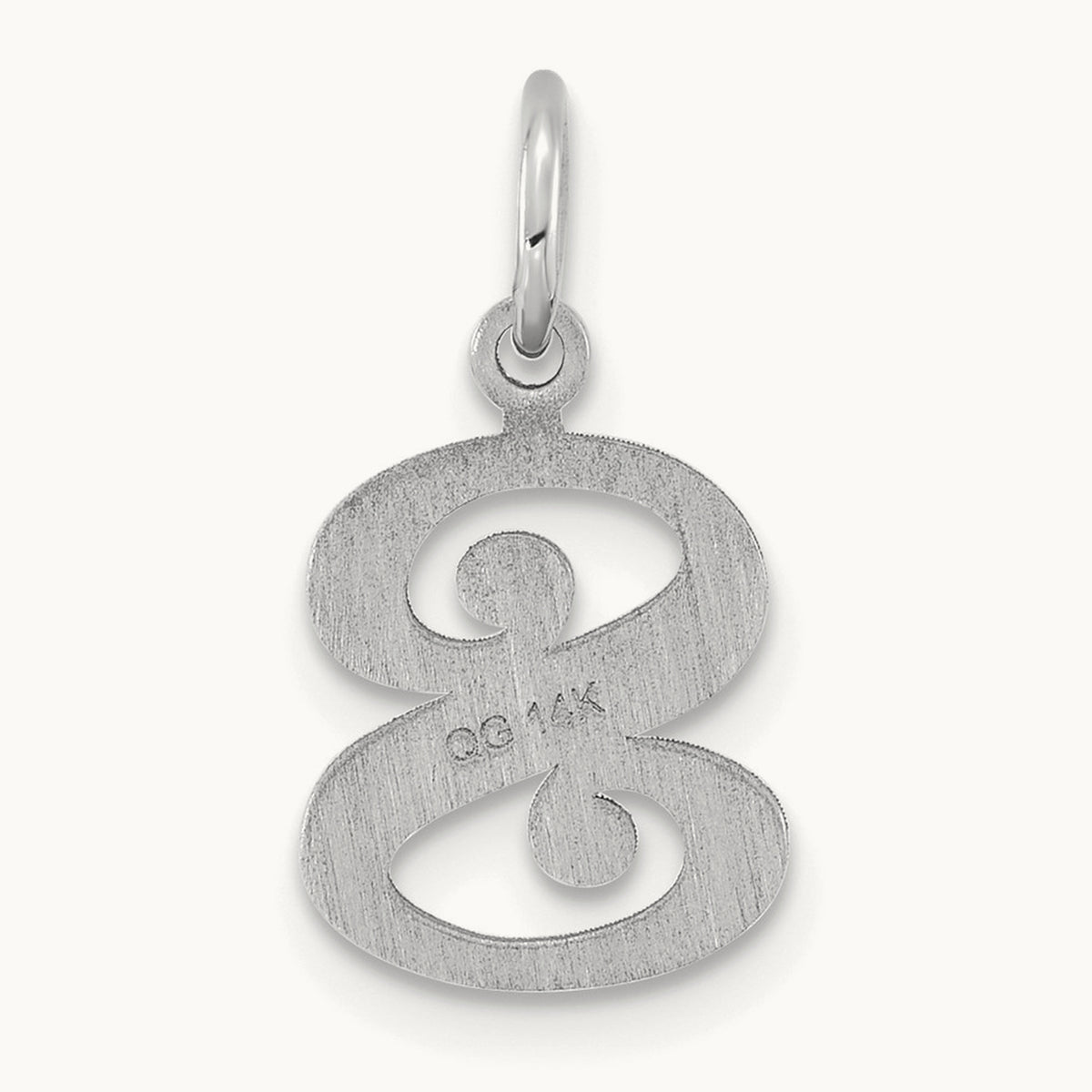 Diamond-cut Initial Charm — 14K White Gold, S
