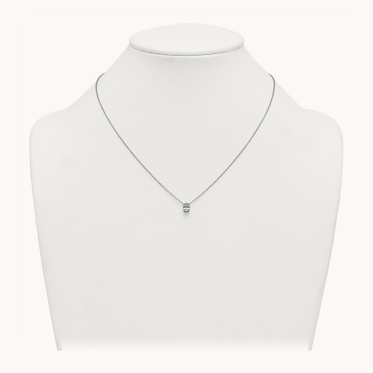 Oval Pendant Necklace, 0.25-4.00 ct tw Lab-Grown Diamond — 3/4 ct, VS (Best), 14K White Gold