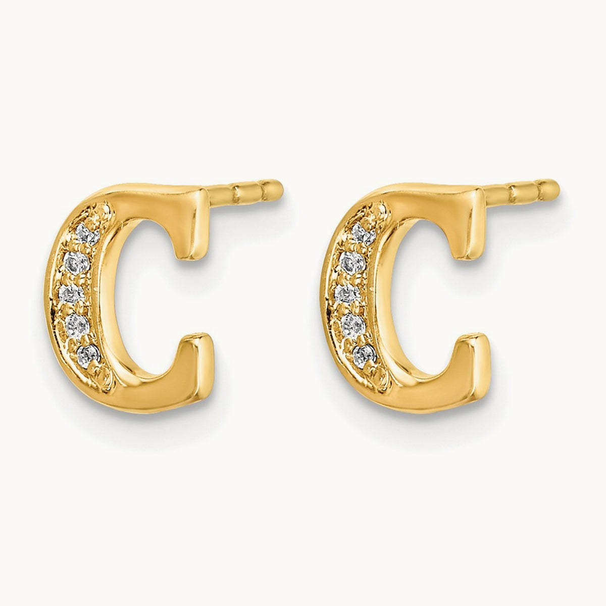 Diamond Earrings — 14K Yellow Gold, 8mm, C