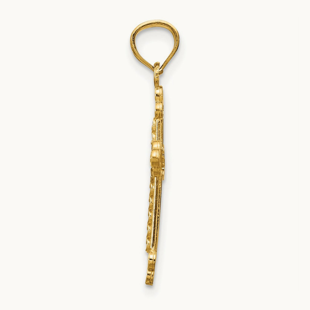 w/Rhodium Budded Cross Pendant, 14K