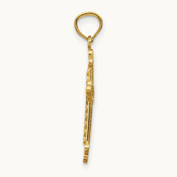w/Rhodium Budded Cross Pendant, 14K