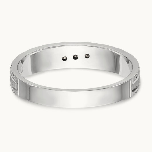 AA Quality Trio Ladies Complete Wedding Band, 14K White Gold