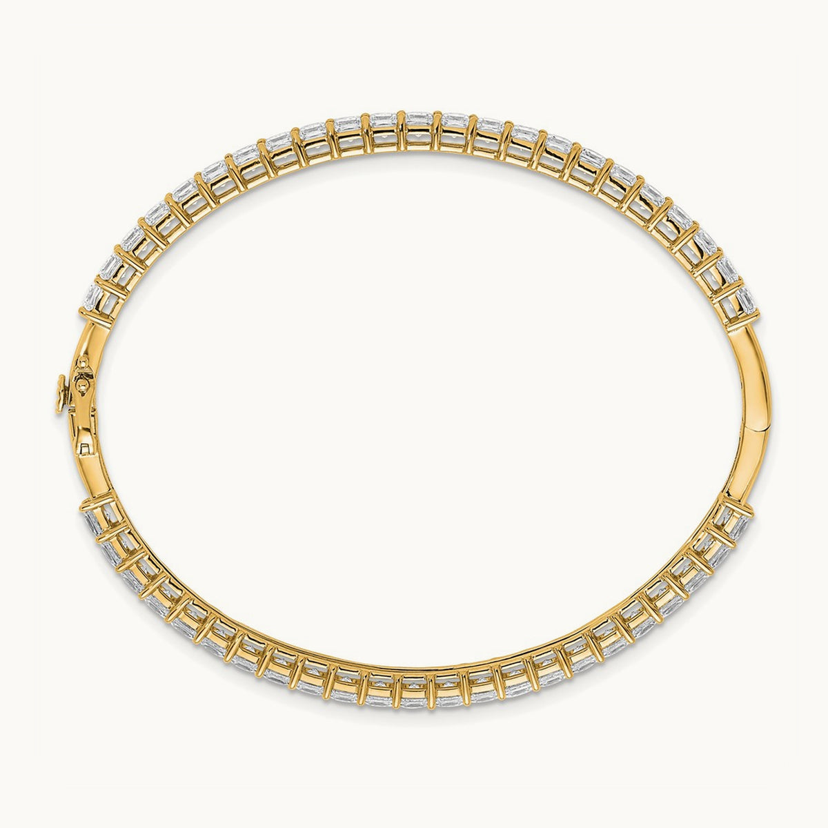 Hinged Bangle, 8.25 ct tw Lab-Grown Diamond — 14K Yellow Gold