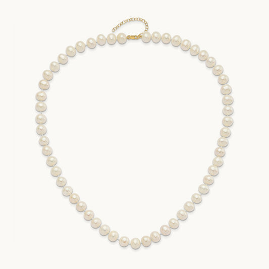 8- Near Rnd FWC Pearl Earring w/1in ext Bracelet w/2in Necklace Set, 9mm, 14K