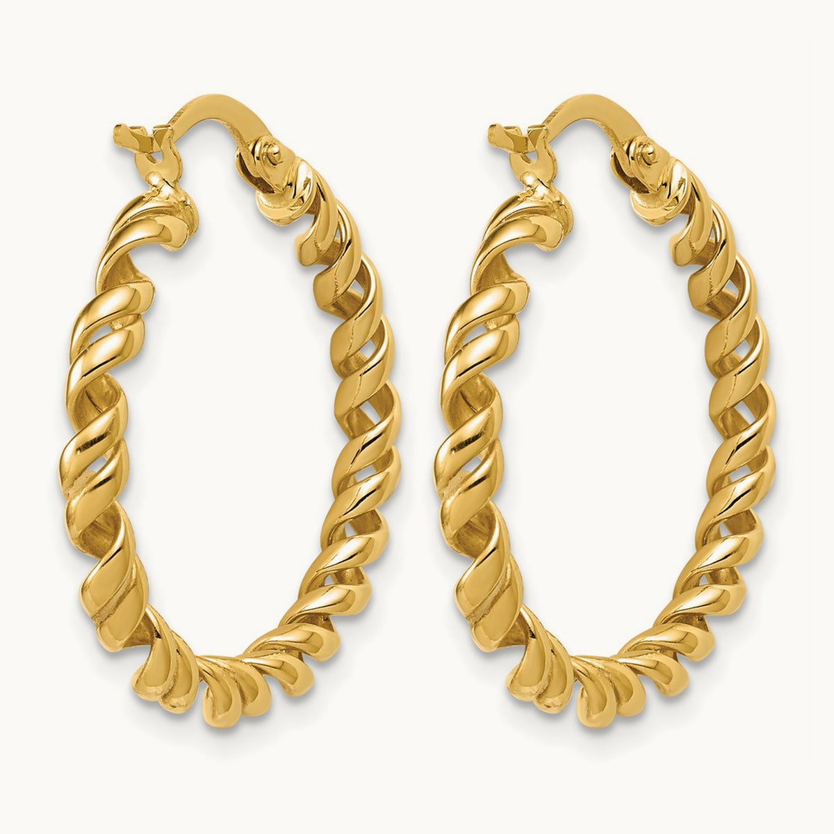 Polished Twisted Hoop Earrings, 14K — Leslie's