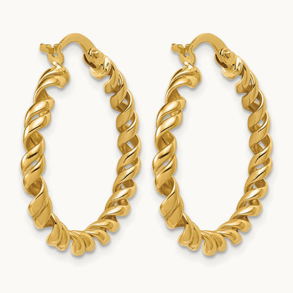 Polished Twisted Hoop Earrings, 14K — Leslie's