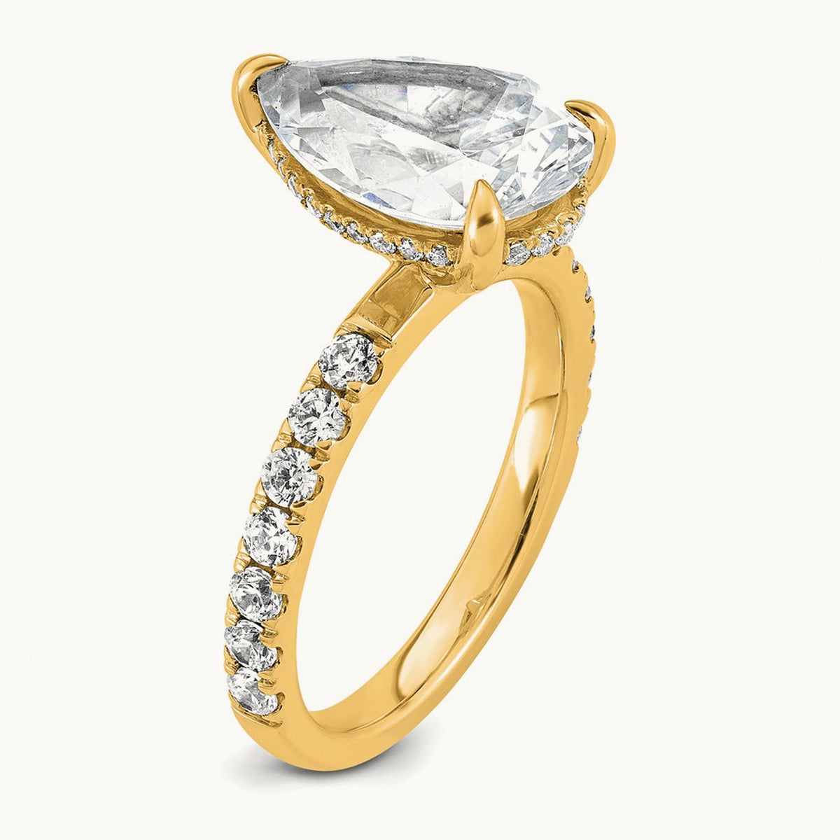 Pear Solitaire Engagement Ring, 1.25-4.75 ct tw Lab-Grown Diamond — 4 3/4 ct, 14K Yellow Gold