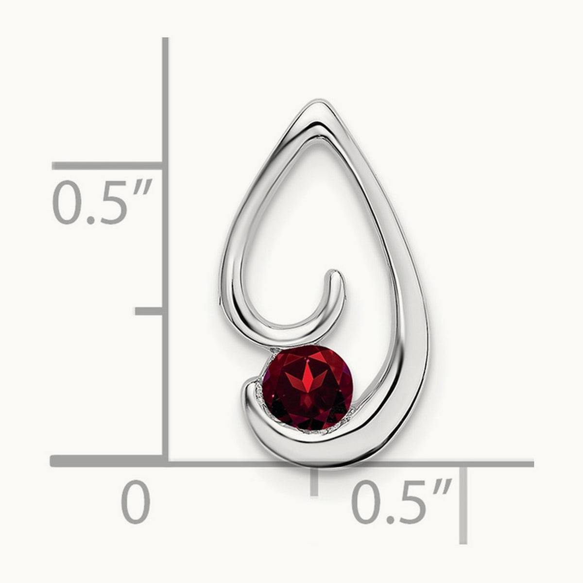 Garnet Chain Slide — 14K White Gold