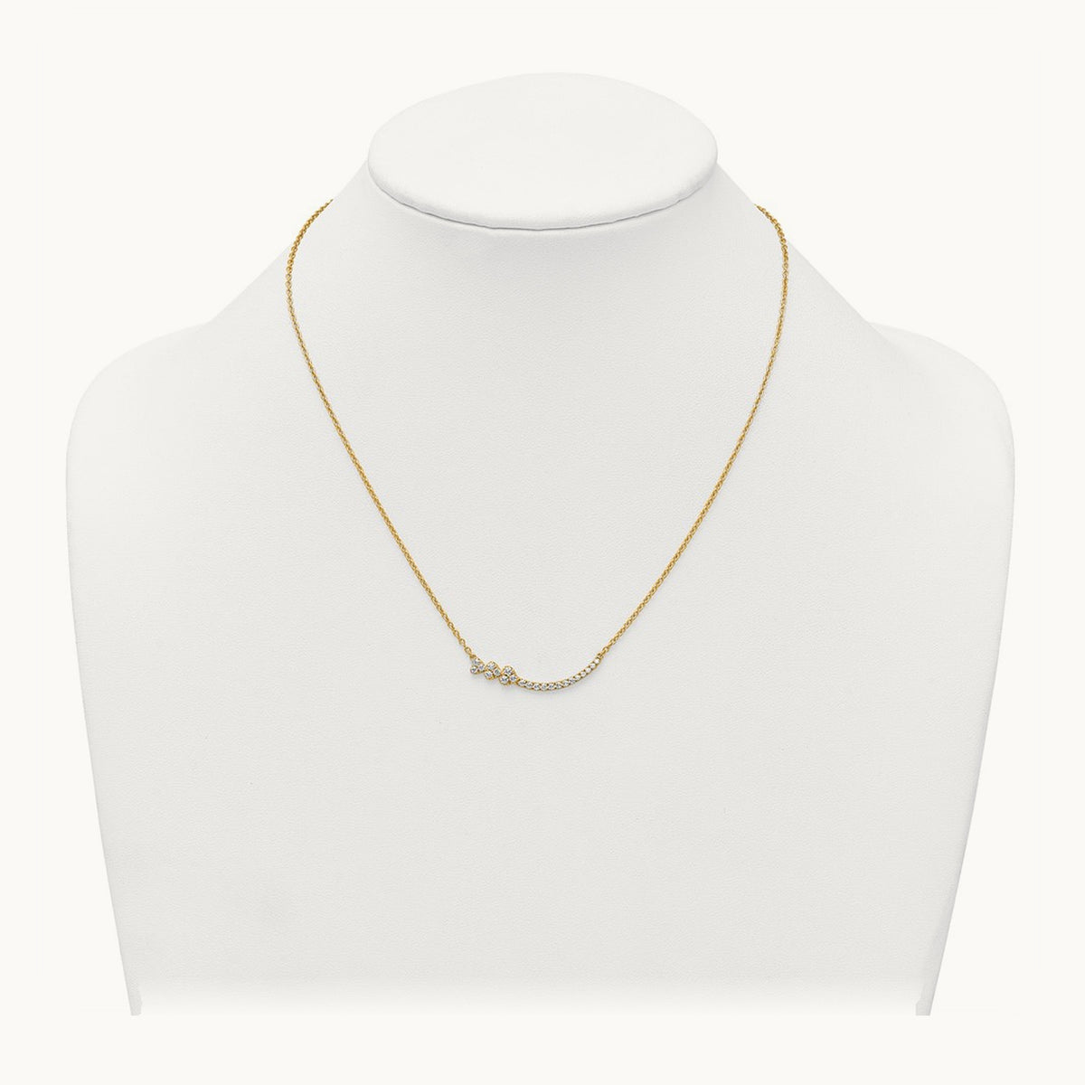 Fashion Hearts Bar Necklace, 0.25 ct tw Lab-Grown Diamond — 14K Yellow Gold