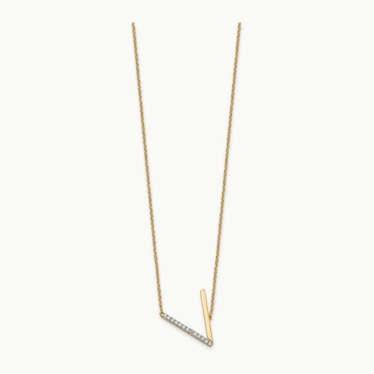 Sideways Diamond Necklace — 14K Yellow Gold, V