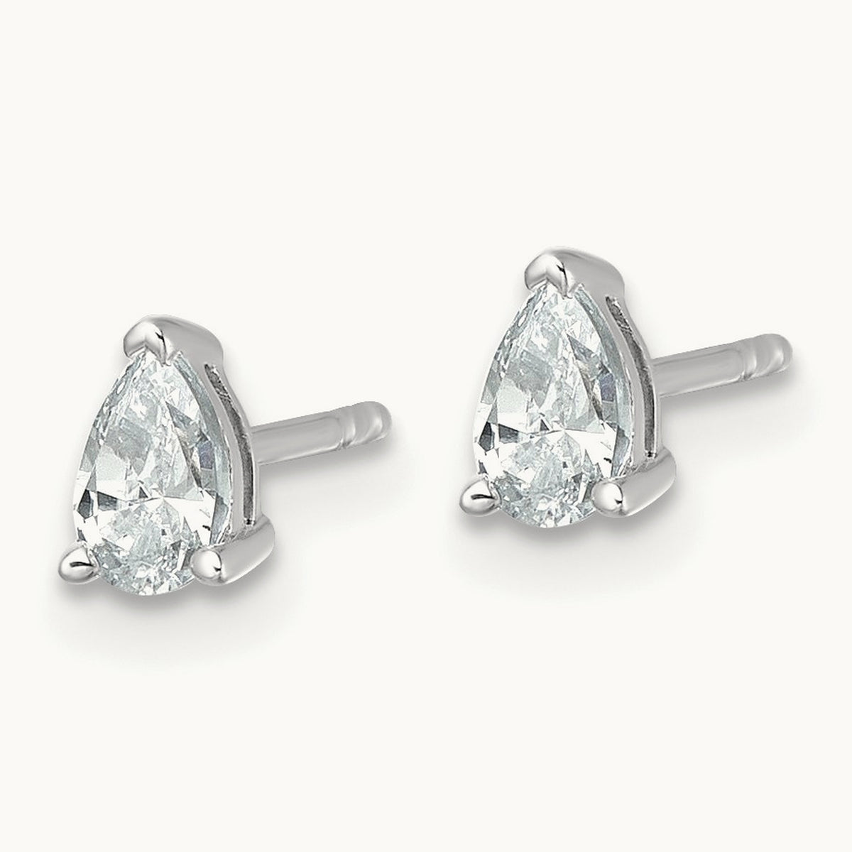 Pear 3 Prong Stud Earrings, 0.50-6.00 ct tw Lab-Grown Diamond — 1/2 ct, 14K White Gold