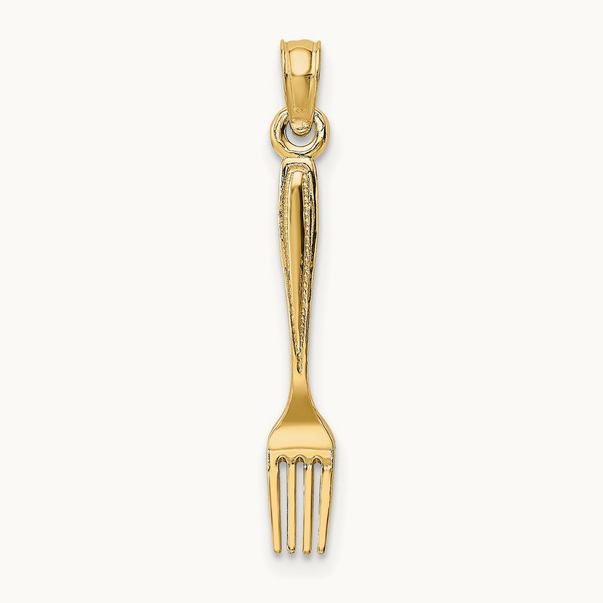 3-D and Polished Table Fork Charm, 14K