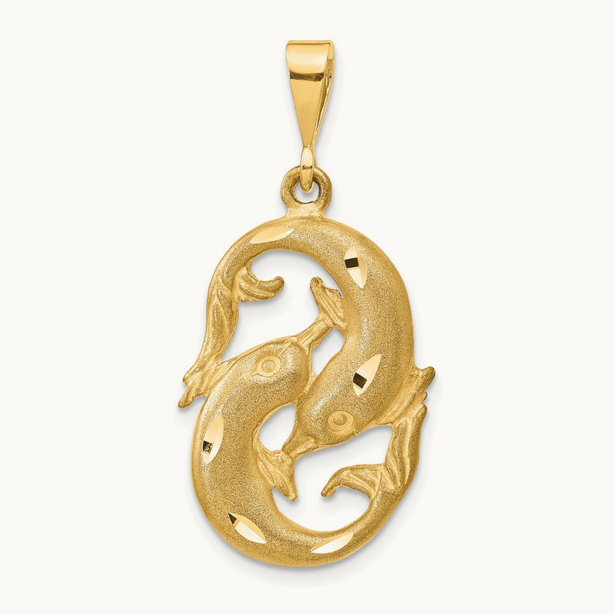 Satin Diamond-cut Pisces Zodiac Charm — 35mm