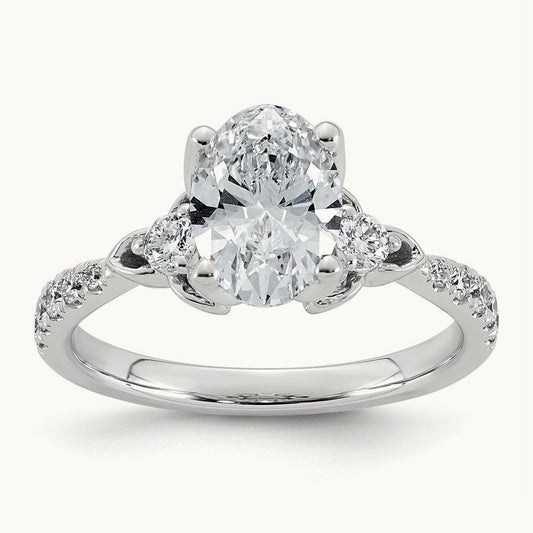 Oval Center Engagement Ring, 1 7/8-3 1/2 ct Lab-Grown Diamond
