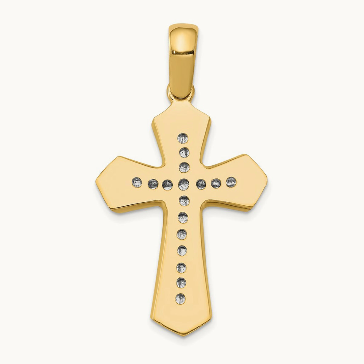 Solid Cross Pendant — 14K Two-Tone Gold