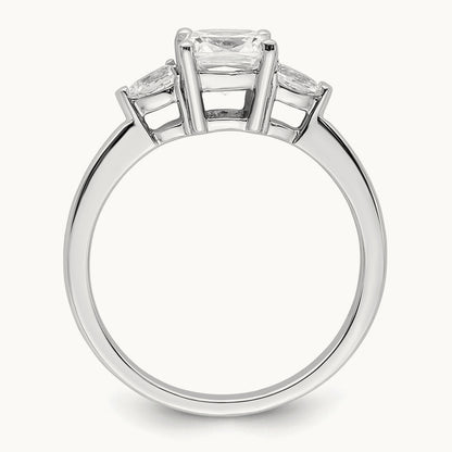 3 Stone Pear/Cushion Semi-Mount Dia Ring, 14K White Gold