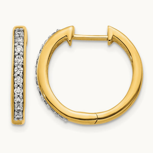 Hinged Hoop Earrings, 0.25-1.00 ct tw Lab-Grown Diamond — 1/4 ct, 14K Yellow Gold