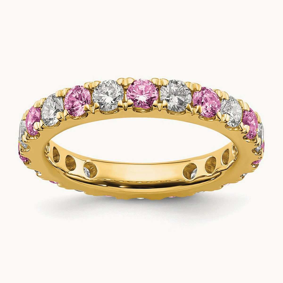 Created Pink Sapphire Eternity Band — 14K Yellow Gold, 3.25 mm